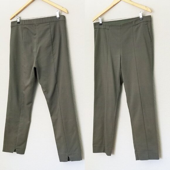 J JILL Essential Slim Ankle Pants 10 Stretch Ponte Elastic Waist Pull On Green - Picture 5 of 13